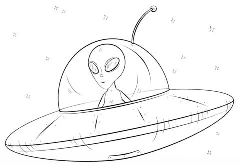 Alien Spaceship Coloring Page